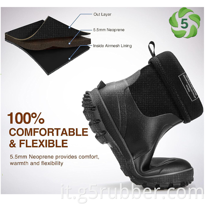 Mid Half Rubber Boots For Men 5 0mm